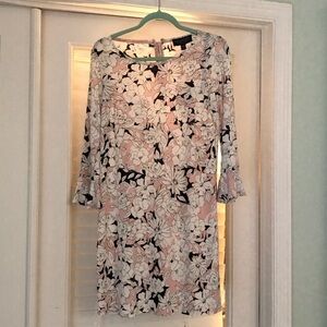 Laundry By Shelli Segal Floral Long Sleeve Dress in Pink and Black